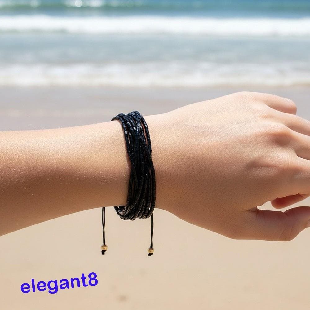 Pulseiras Elegantes De Contas Finas , Correntes De Mão Empilháveis Estilo Boêmio Boho , Multicamadas Ajustáveis