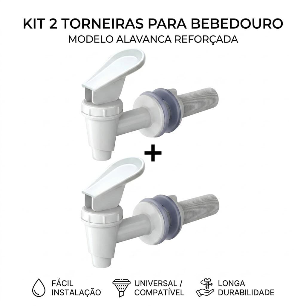 Kit 2 Torneira para Bebedouro Branca Universal