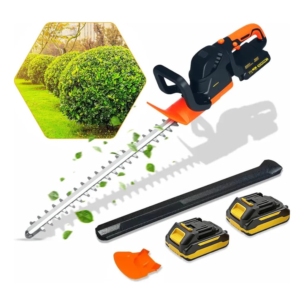 Aparador de Cerca Viva e Arbustos 51cm 1000W, Motor Potente 21V com 2 Baterias Recarregáveis