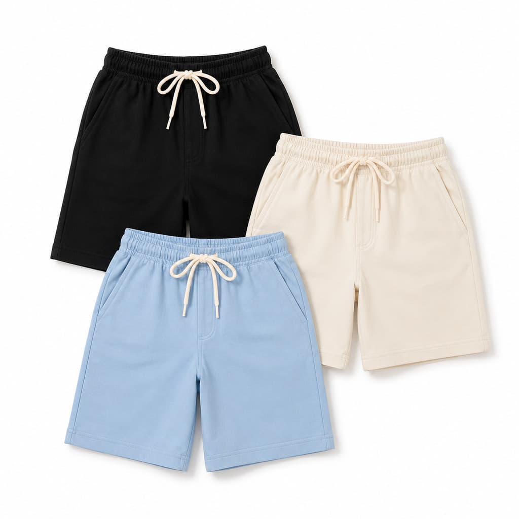 Kit com 3 Bermudas Juvenil Shorts Tamanho Infantil com 3 Bolsinhos