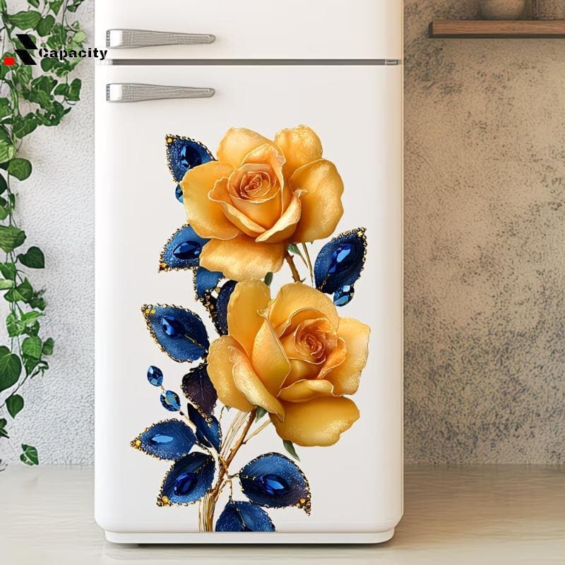 Capacidade Girassol Rosa Geladeira Stiers Auto Adesivo Decalques Florais Removível Arte À Prova Dwaterproof Água Para Ar