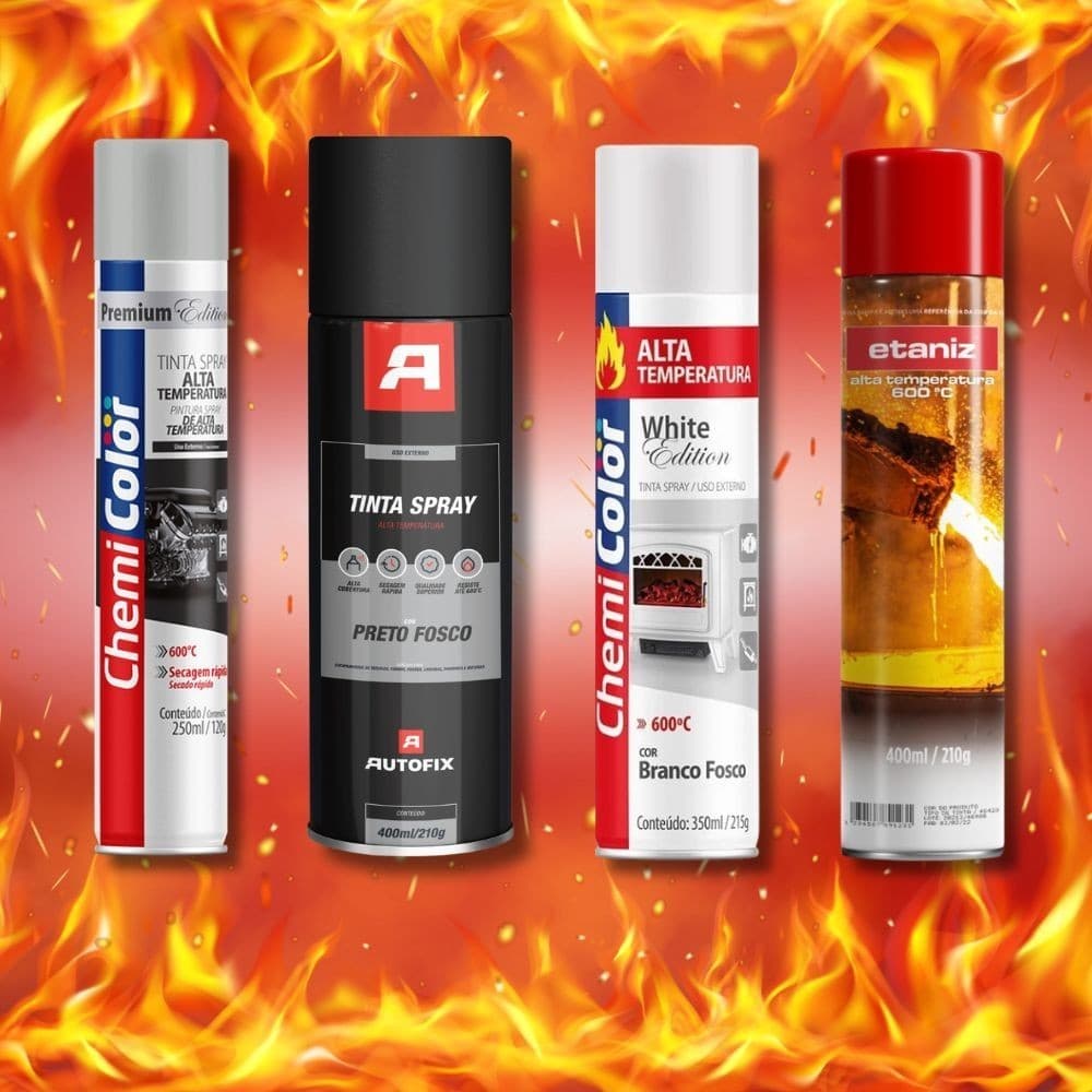 Tinta Spray Alta Temperatura para Escapamento e Motor – 250ml / 350ml / 400ml