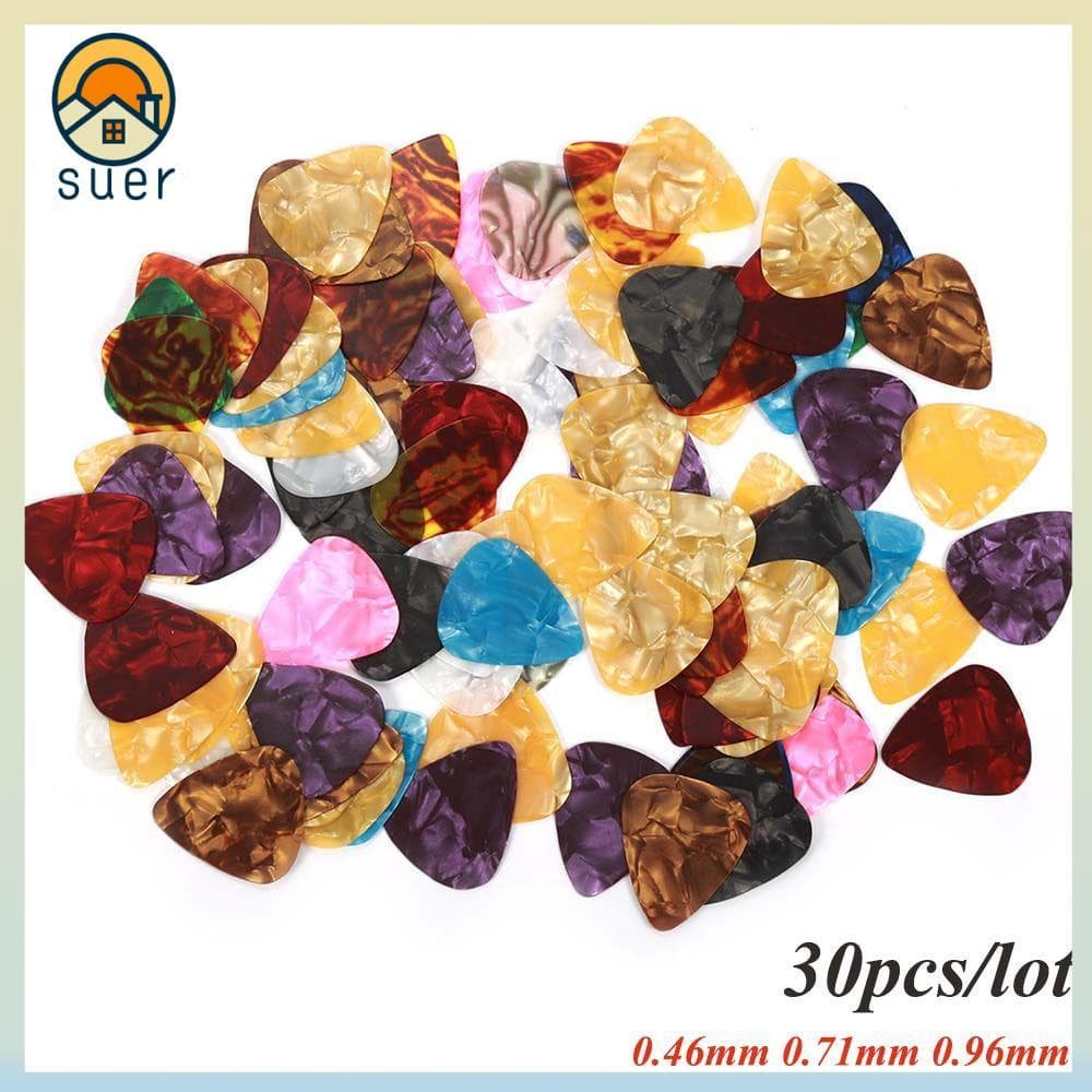 SUEBR 30pcs 0.46mm 0.71mm 0.96mm Palhetas Para Guitarra Estilhaços Profissionais Ukulele Acústico