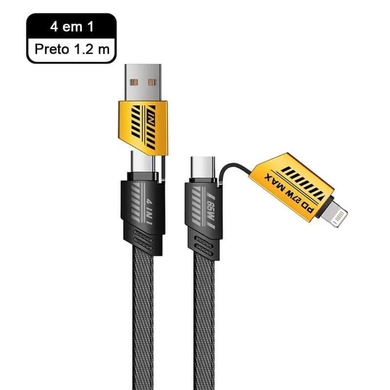 Cabo Carregador 4 em 1 Super Rápido 65W PD Android iOS