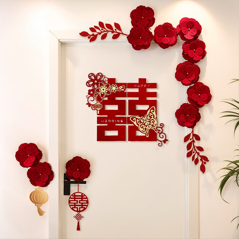 Porta de casamento palavra feliz adesivos porta decoração das mulheres dos homens quadrado quarto porta atmosfera conjun