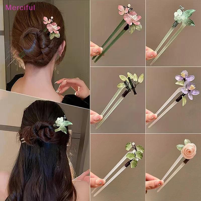 [Mer] Moda Em Forma De U Hairpin Acrílico Flor Cabelo Sti Costeletas Grampos De Casamento Cocar Jóias Acessórios Para O