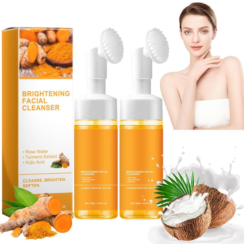 2 peças de limpador facial de cúrcuma, sabonete facial de cúrcuma, limpador espumante para todos os tipos de pele