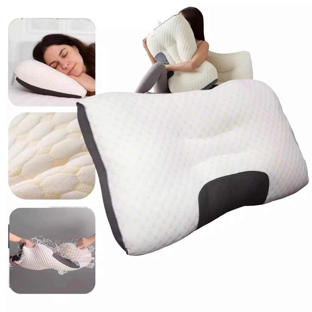 Almofada ergonômica respirável, suporte para ombro e pescoço, 45 cm x 75 cm x 8 cm, lavável, ajuda a dormir.