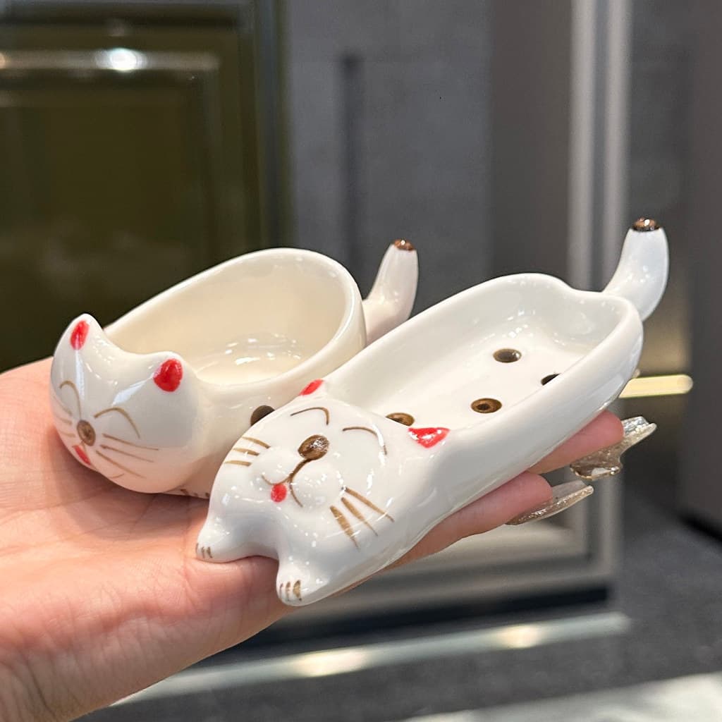 [Fofo] bonito animal de estimação dos desenhos animados cerâmica mergulhando tempero prato mão-pintado único punho tempe