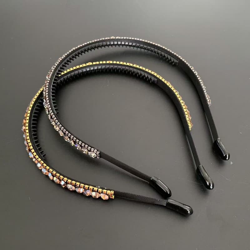 Tiara feminina 2025 novo estilo High-End dentado strass Retro luz luxo pressão bandana Anti-deslizamento elegante bandan