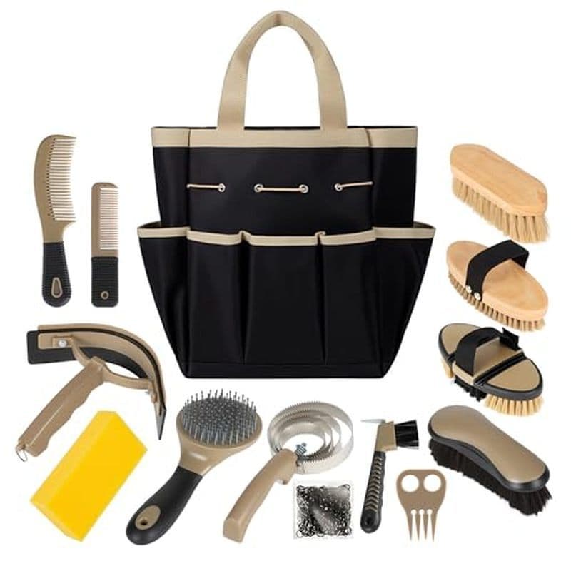 Kit De Preparação De Cavalos , Conjunto Profissional De Suprimentos De Escova De Cavalo 14 Em 1 Para & amp ; Cuidado , C