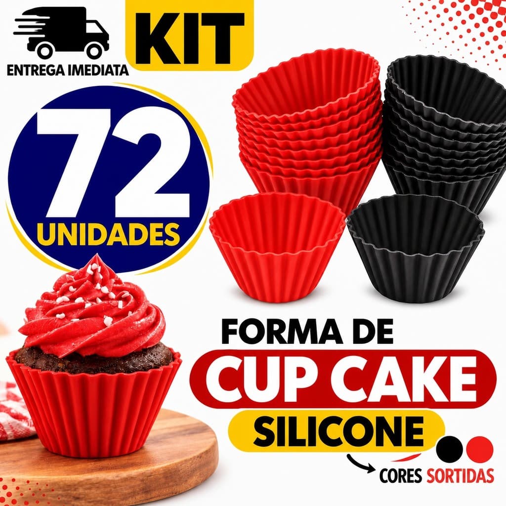 CONJUNTO DE FORMA DE SILICONE DE CAPCAKE PERFEITOS PARA PREPARAR SEUS BOLOS E SOBREMESAS
