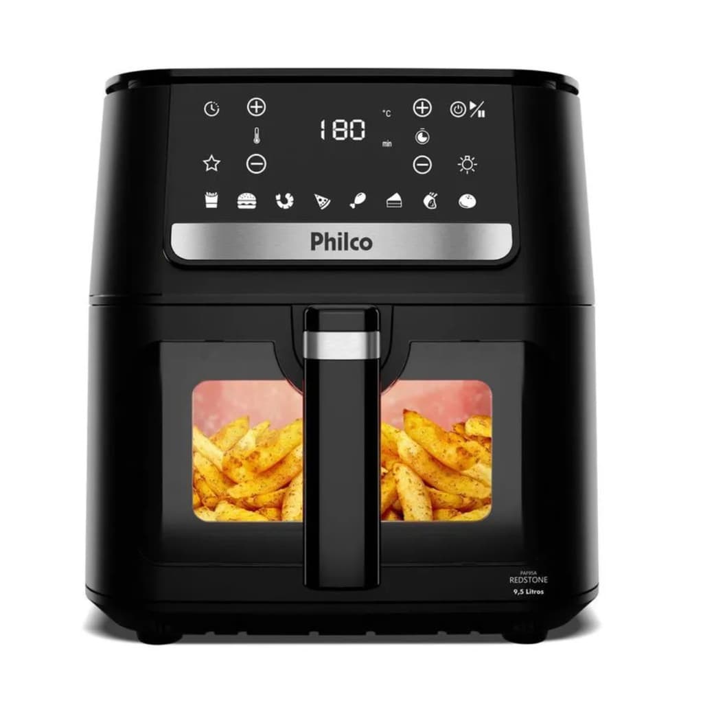 Fritadeira Air Fryer Philco PAF95A 9,5l 1800W 8 Funções Redstone Antiaderente