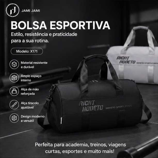 JAMI JAMI Bolsa Grande Cilíndrica Moderna Bolsa Esportiva Academia Casual Unissex Mala De Viagem X171