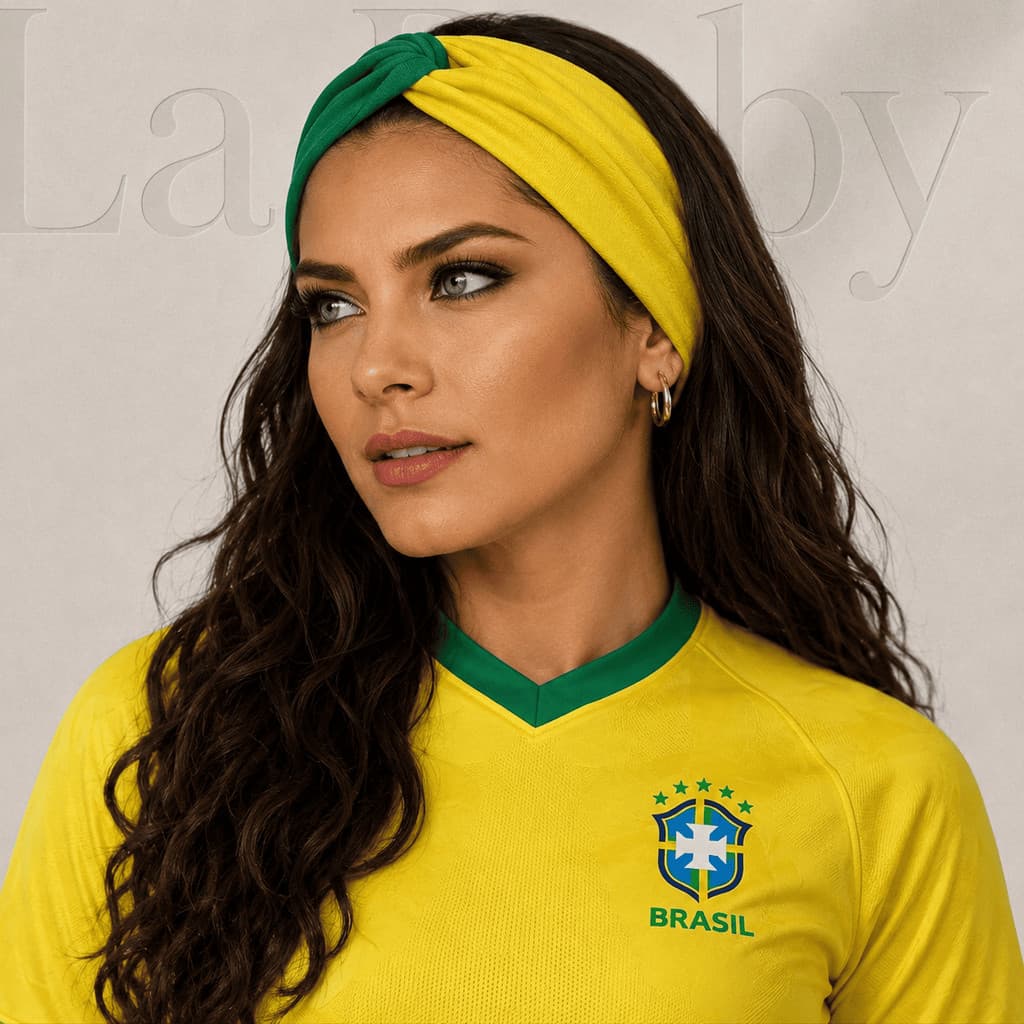 Turbante Faixa de Cabelo Brasil Seleção Brasileira Esportes e Penteados Edição Limitada