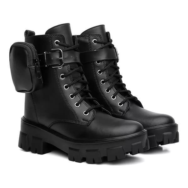 Coturno Bota Feminina Tratorada Blogueira Bag Lançamento Envio Imediato Promocao