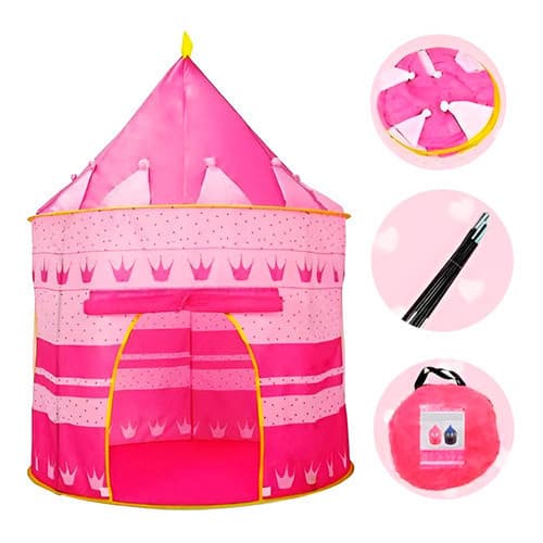 Barraca Infantil Castelo Rosa Princesa 105x135cm Etitoys Cabana Tenda Menina Brinquedo Quarto
