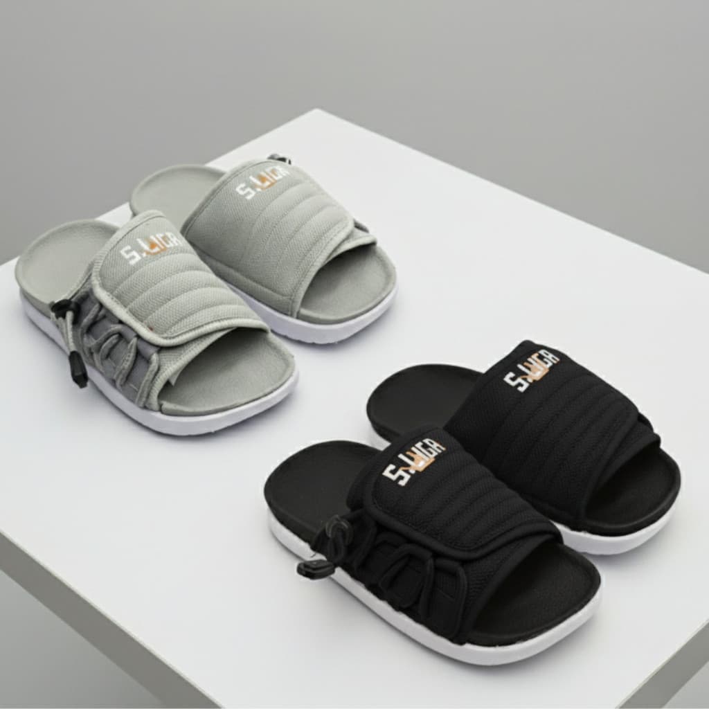 Kit 02 Pares de Chinelos Masculino Infantil Para o Dia a Dia Antiderrapante - Preto Nuvem e Cinza