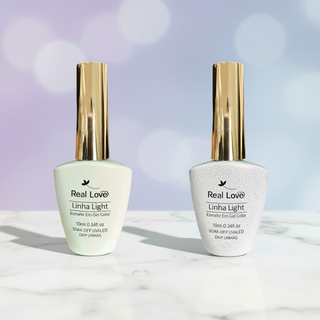 Kit Branco Cintilante 2 Esmaltes Real Love 10ml Alta Pigmentação | Edição Especial Ano Novo