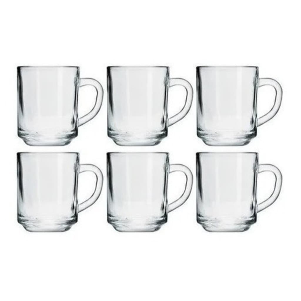 Conjunto 6 Canecas 220ML Vidro Copo Liso Café E Chá Copos Elegante Durável 7,2x9CM