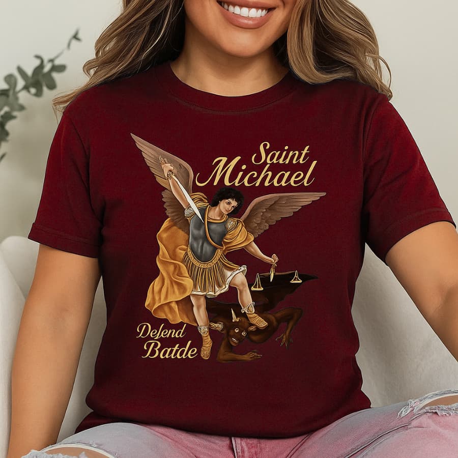 Camiseta Unissex Estampada São Miguel Arcanjo Principe 100% Algodao