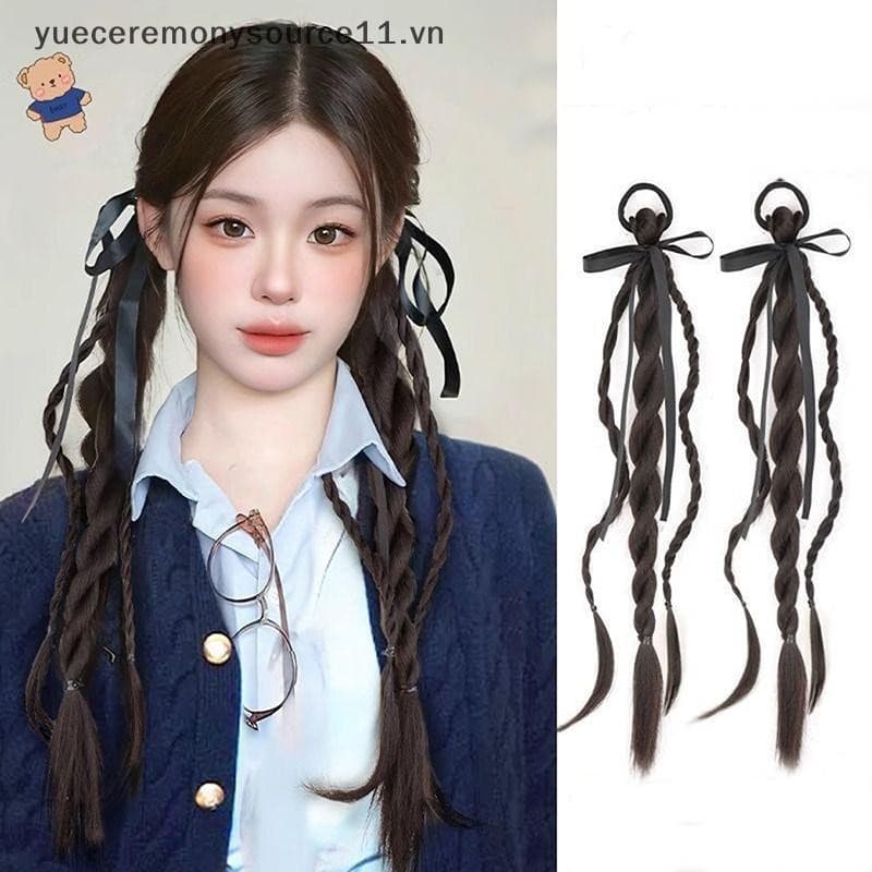 Codeyys À Prova De Sintético Trançado Torção Tranças Rabo De Cavalo Peruca Fofa Extensões De Cabelo Para Mulheres Acessó