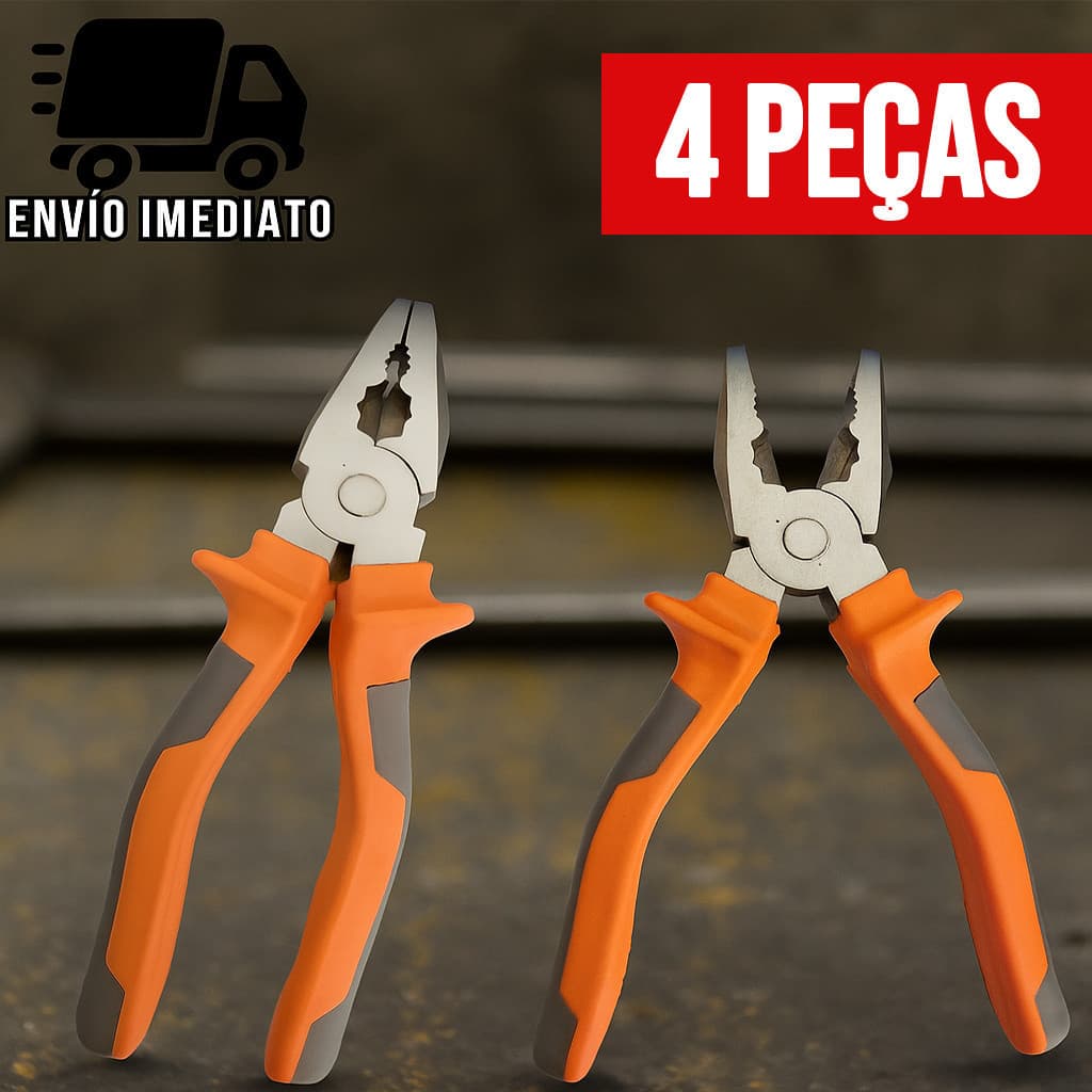 Kit 4 Alicate Universal Profissional 8" Multiuso com Cabo Isolado – Ferramenta Manual