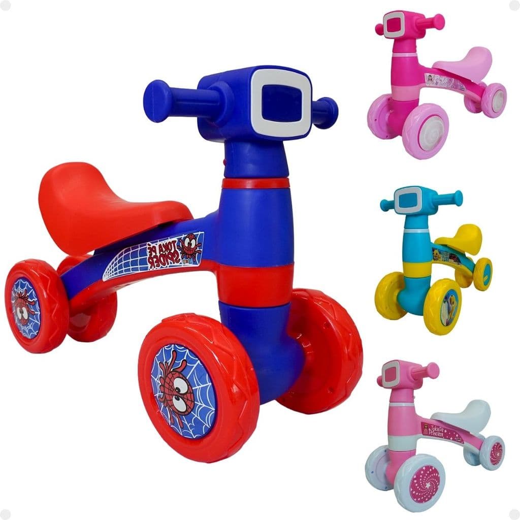 Motoca de Equilibrio Infantil Andador Som e Luz Rgb Spider