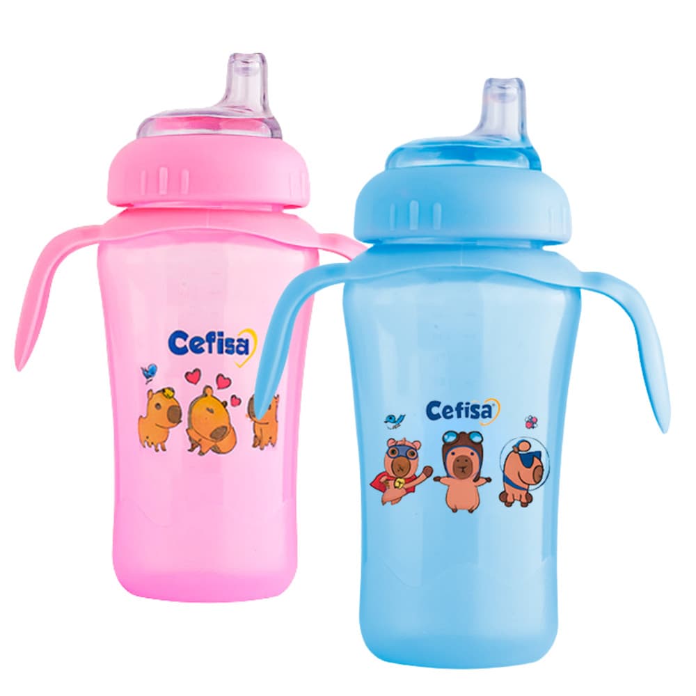 Copo Para Bebê Anti Vazamento Bico Silicone 330ml Super Macio Cefisa