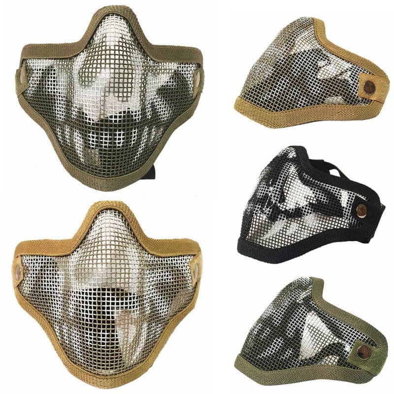 Máscara Tática Fantasma Externa De Malha Airsoft Paintball Estilo De Ataque De Meia Cara