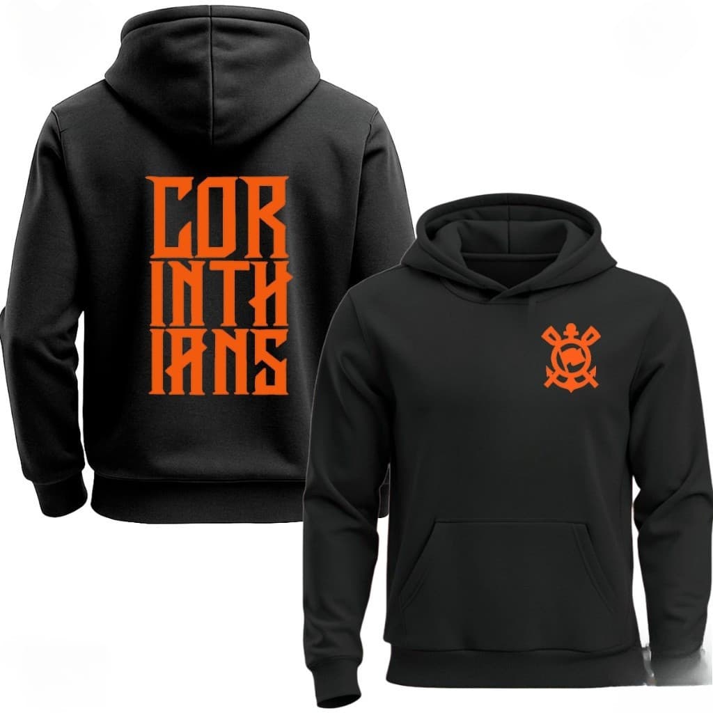 Moletom Canguru Timão Corinthians Camisa Nova Lançamento Uniforme Laranja Laranjado Blusa de Frio Casaco Adulto Unissex