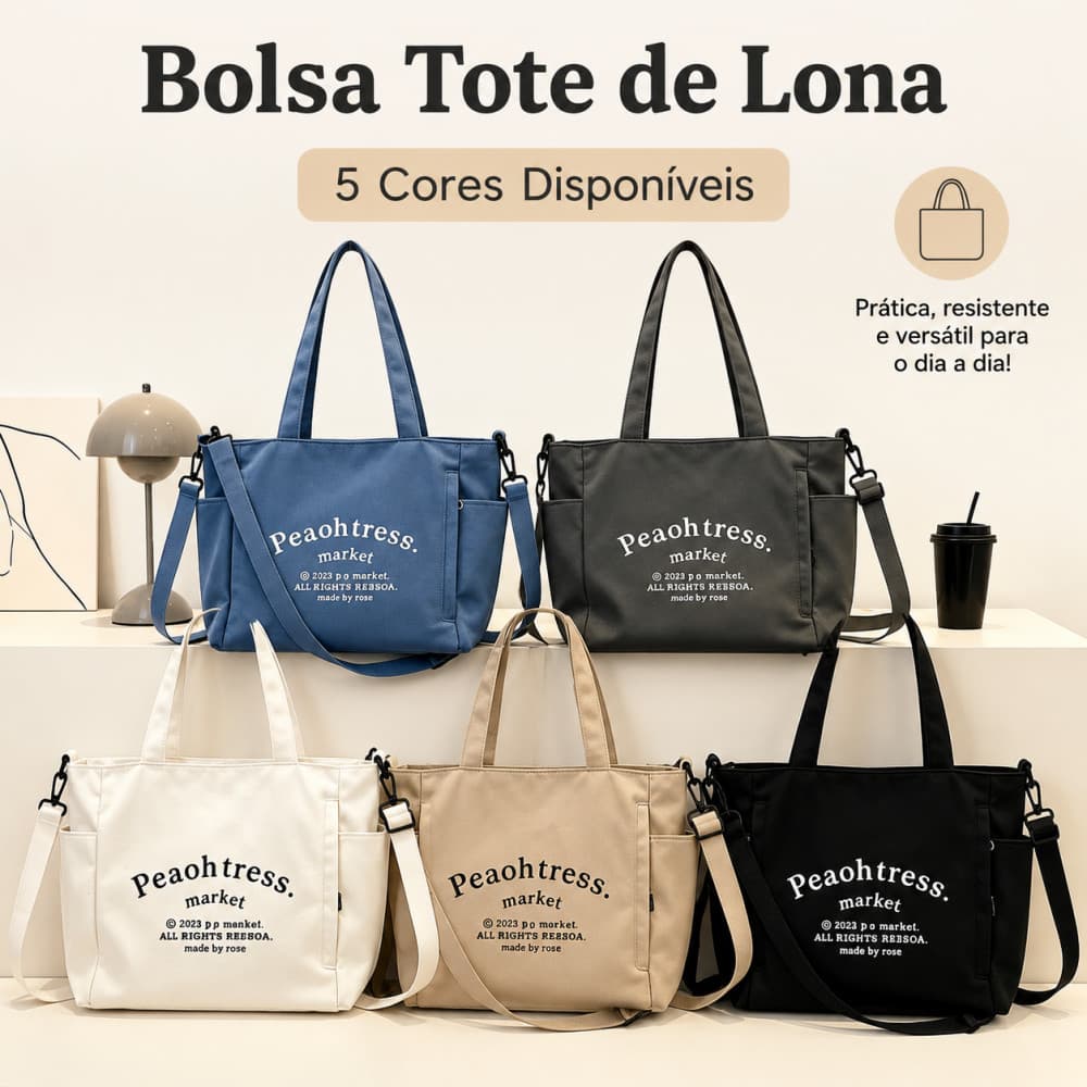 Bolsa de Ombro Tote Nylon Grande Capacidade Resistente à Água para Notebook e Dia a Dia