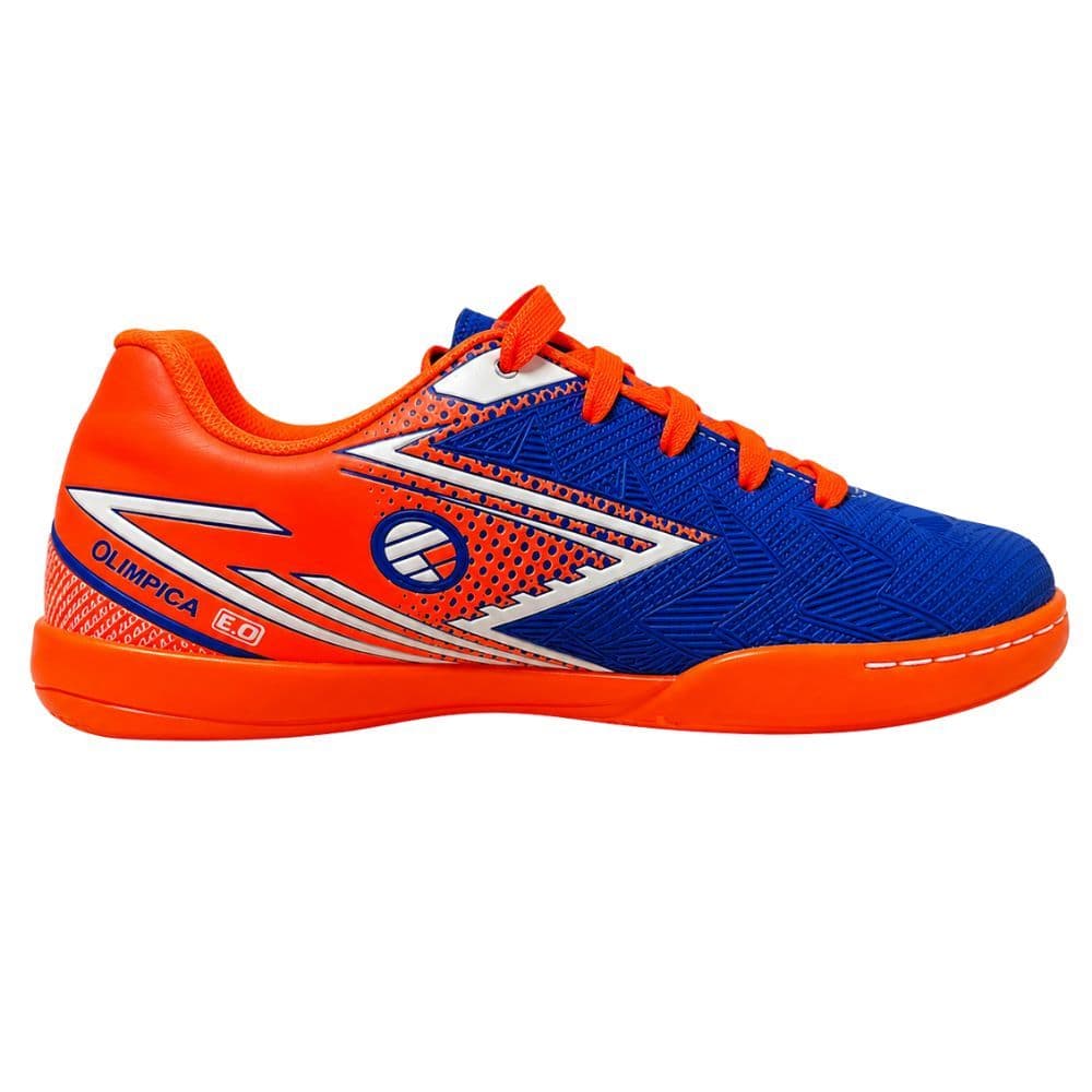 Chuteira Futsal Infantil Olimpica 5.0 Azul Laranja