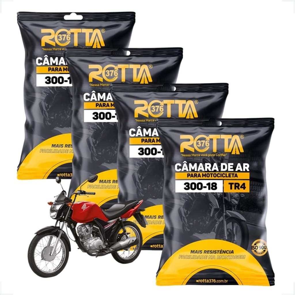 04 Camaras Ar Pneu 275-18/ 90-90-18/300-18/ 80-100-18 Rotta