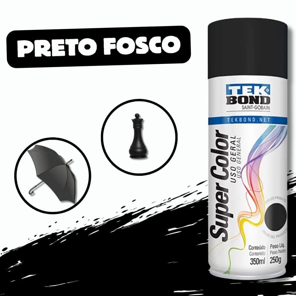 Tekbond Tinta Spray Preto Fosco – Jato Preciso com Secagem Rápida