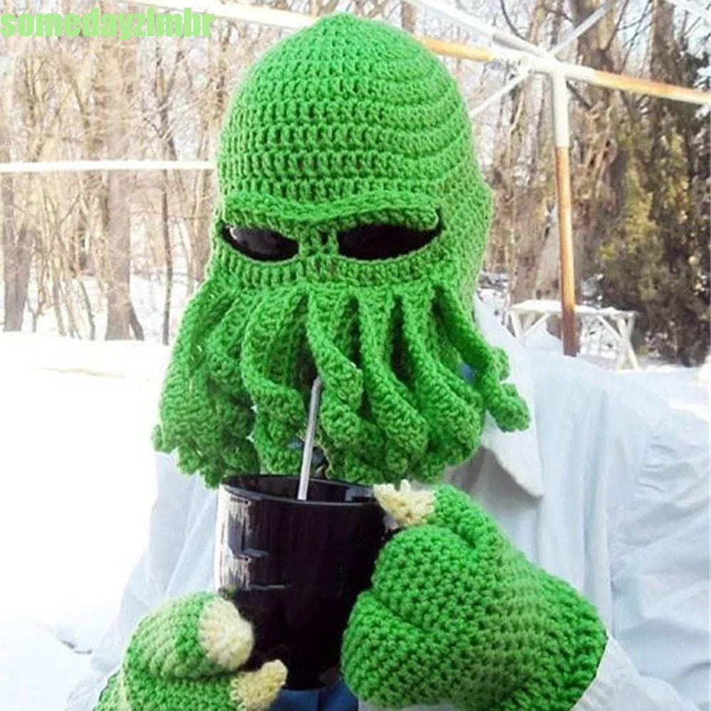 SOMEDAYZL0M Gorro De Malha , Chapéu Balaclava Para Barba De Halloween , Animal Cthulu Capa Completa Rosto Boné De Esqui