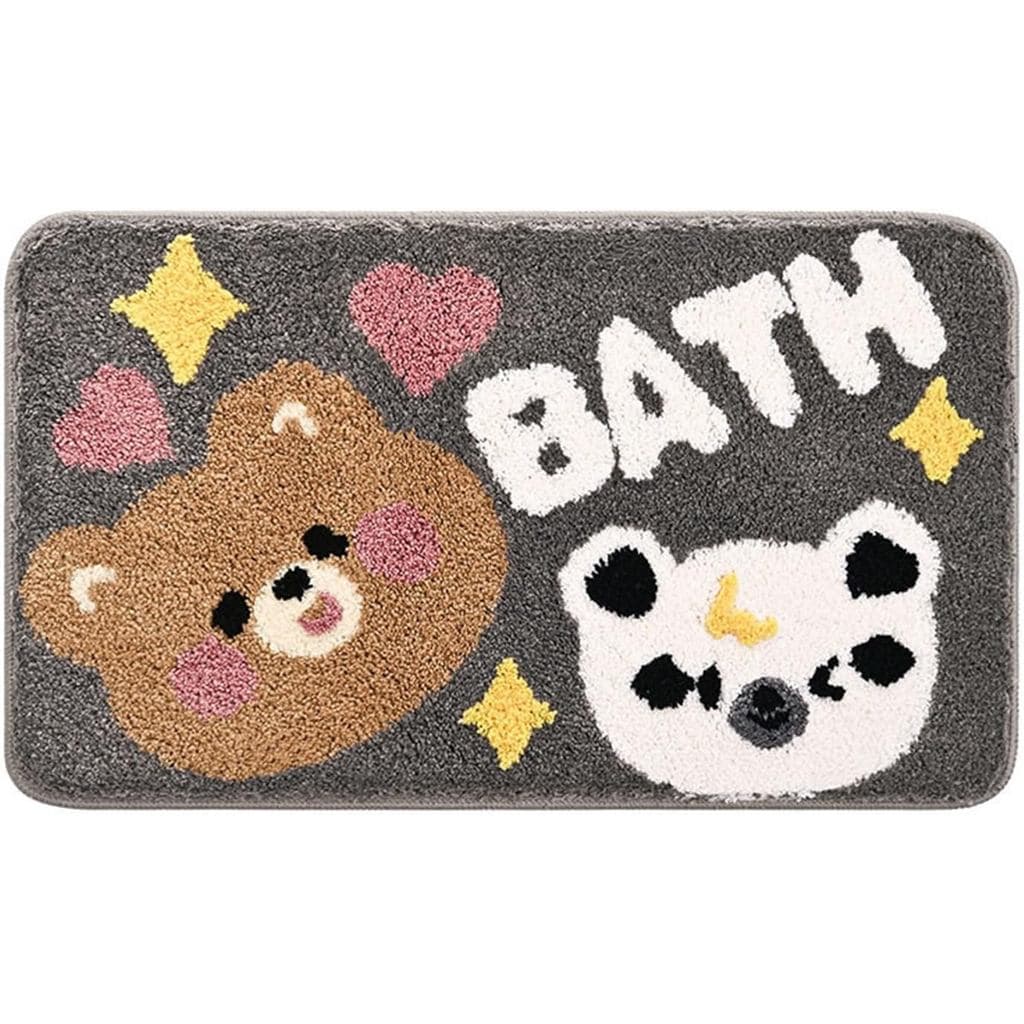 Tapete de Banheiro com Estampa de Urso de Desenho Animado, Macio, Espesso, de Microfibra com Base Antiderrapante, Adequa