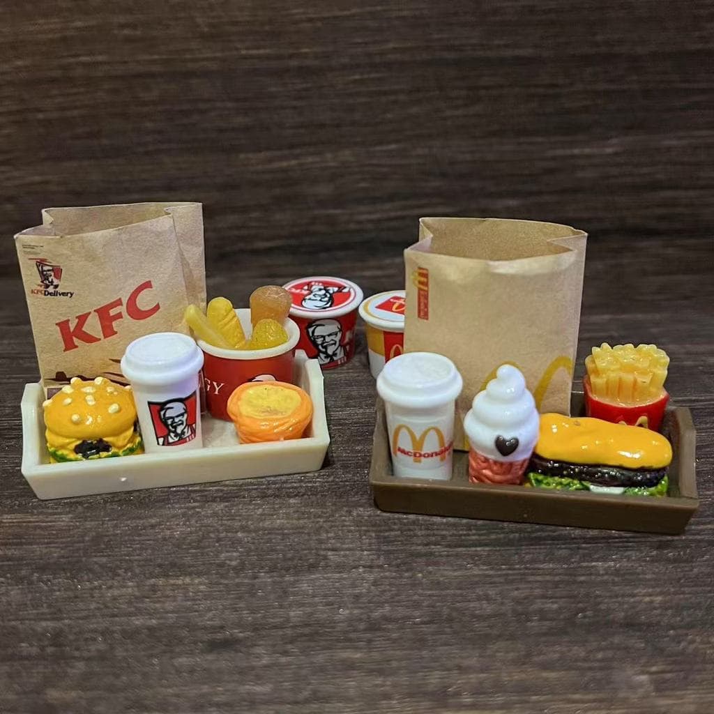 Casa de boneca em miniatura Mini resina comida brinquedos jogar casa brinquedos kfc pacote simulação modelo ornamentos