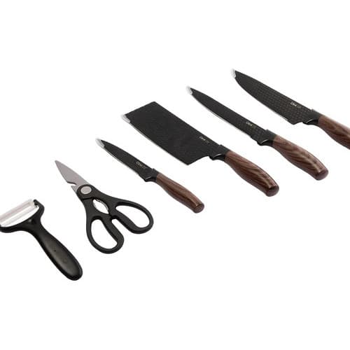 Kit Facas 6 Peças Aço Inox Com Tesoura E Descascador