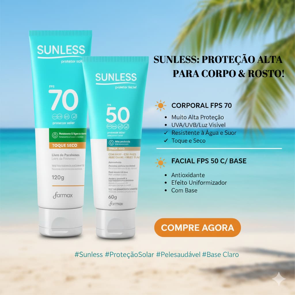 KIt Protetor Solar Corporal FPS 70 120g + Protetor Solar Facial FPS 50 60g Bege Claro