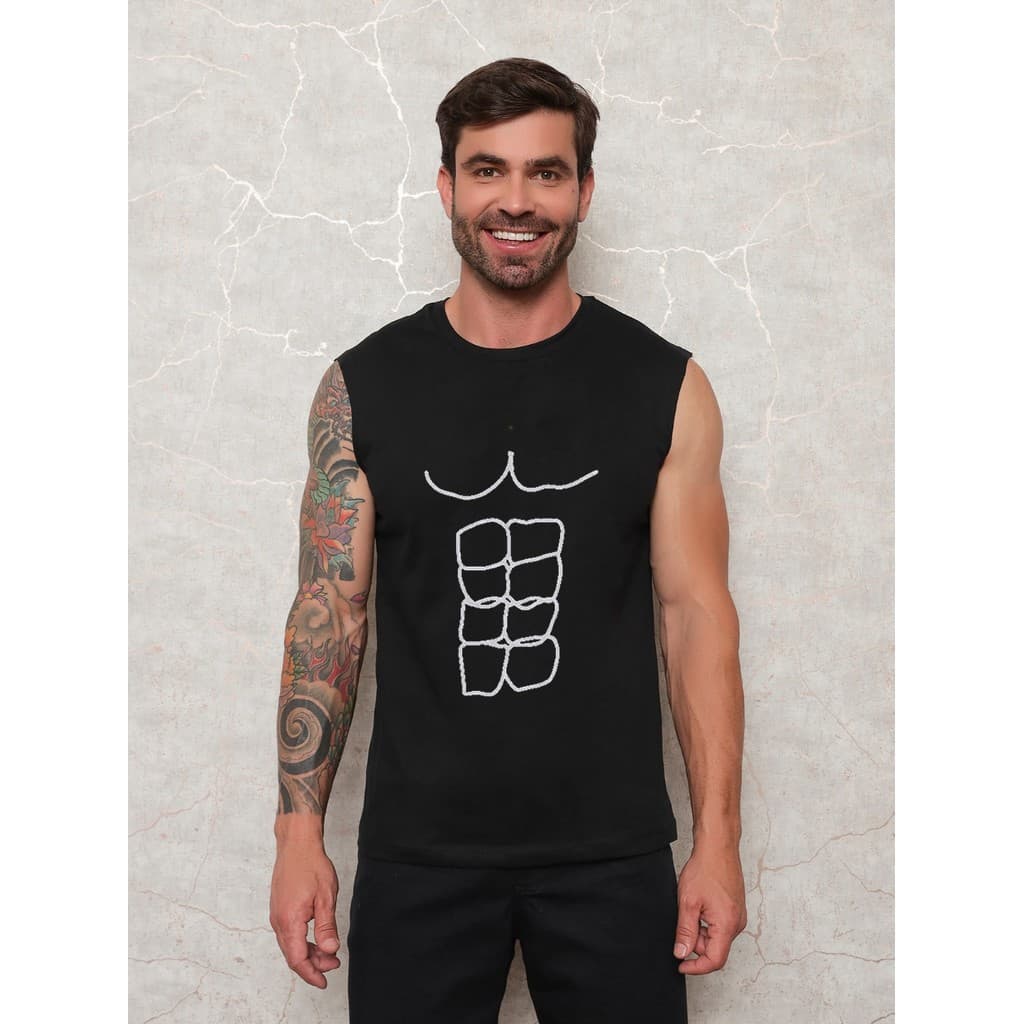 Regata masculino sem manga Masculina Camisa 100% Algodao Moda Verao Gola Redonda preto branco p m g gg
