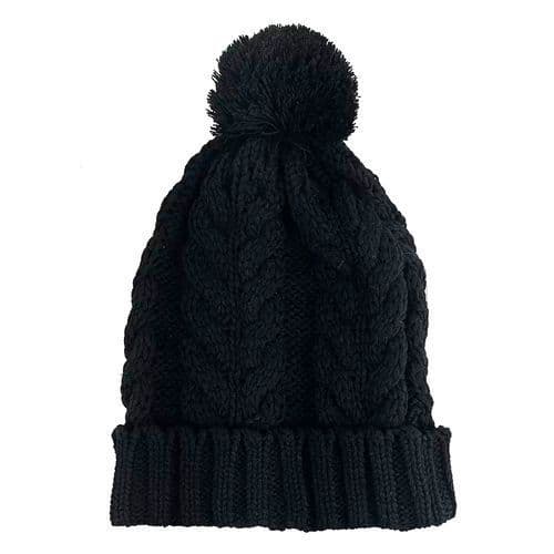 Touca De Inverno Gorro Feminino Tricot Com Pompom Preto Quente Confortavel