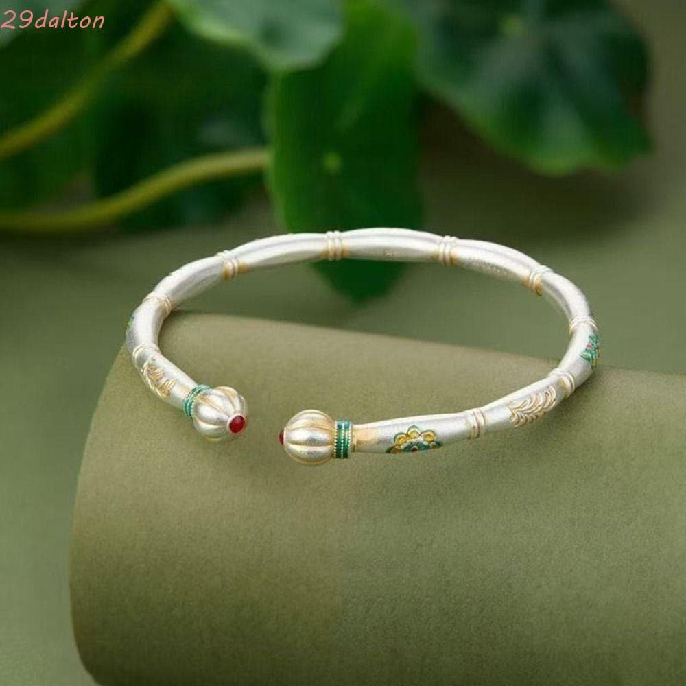 Pulseiras De Abertura De Abóbora DALTON Slub , Pulseira Feminina De Cobre Branco Sólido De Punho Aberto Estilo Étnico Ba