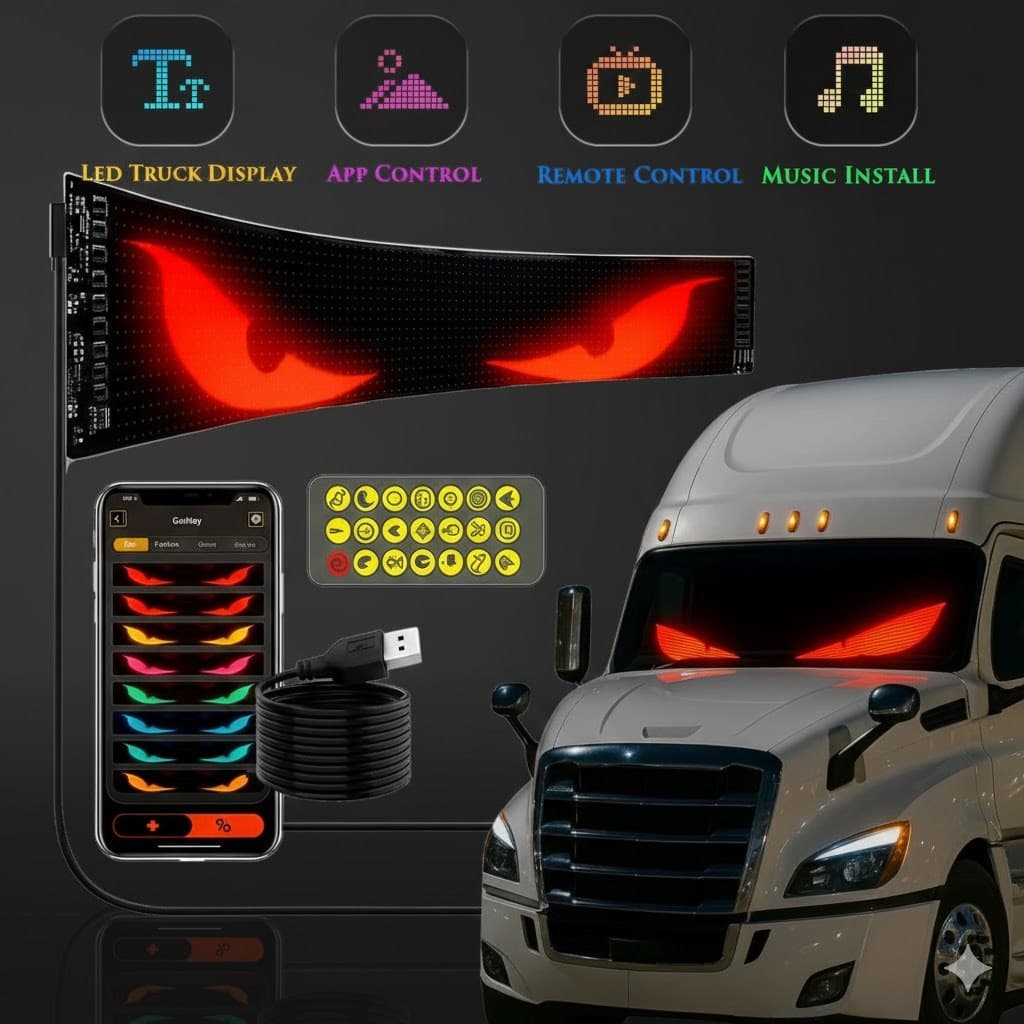Display LED RGB Personalizado Flexível 5V LED Controle Olho de Caminhão Carro Mensagem Automática