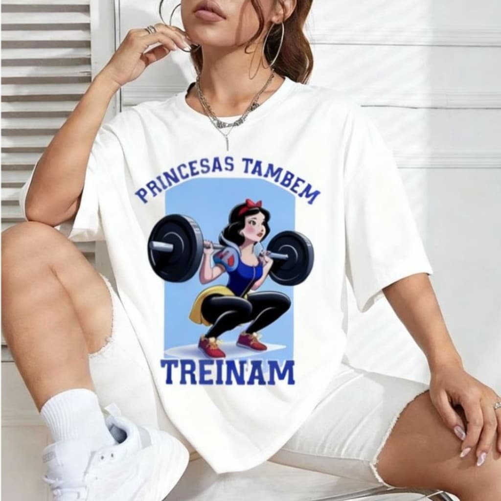 Camiseta Camisa Tshirt 100% Algodão Gym Treino Academia Musculação Fitness Oversized PRINCESS CASUAL
