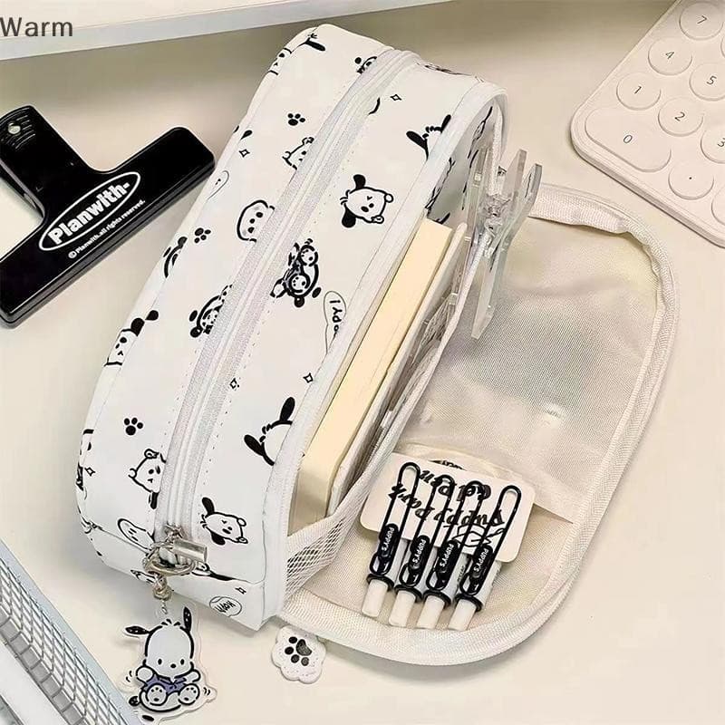 Quente Bonito Grande Capacidade Saco De Armazenamento Sanrio Hello Kitty Lápis Caso Anime Kawaii Pochacco Multi-Camada P