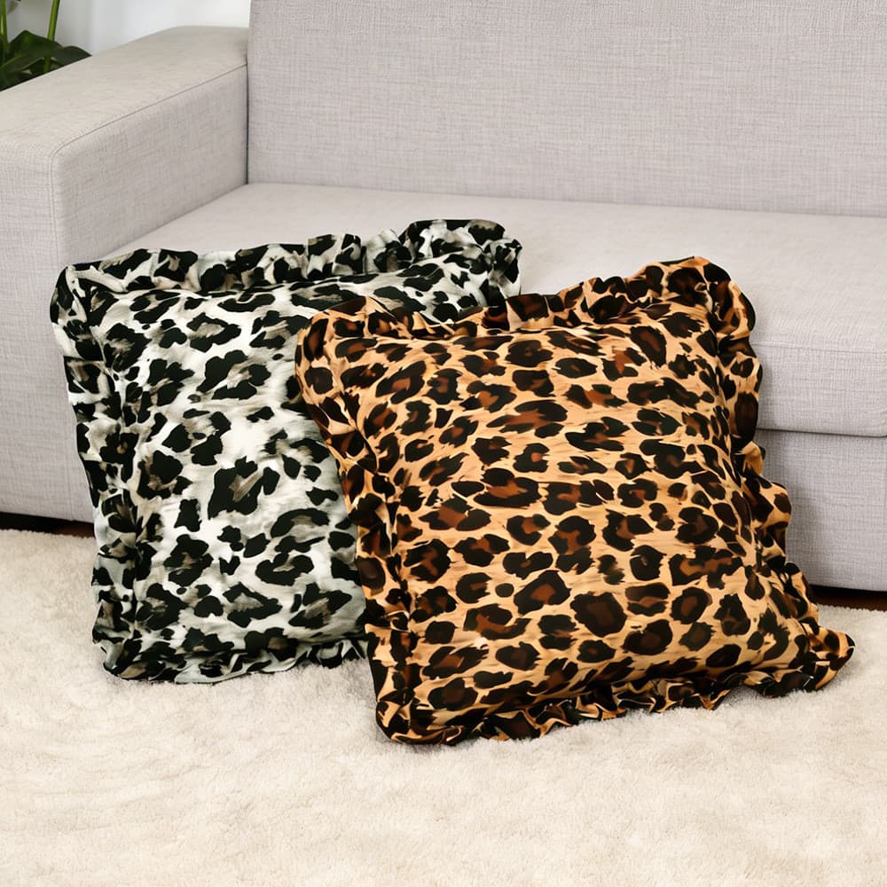 Animal impressão plissado saia capa de almofada 45x45 quadrado travesseiro leopardo impressão almofada decorativa fronha