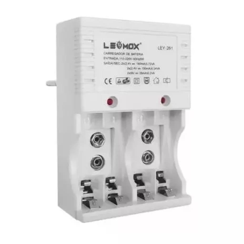 3 Carregador De Pilha Ley-261 Aaa Bateria 9v Recarregável