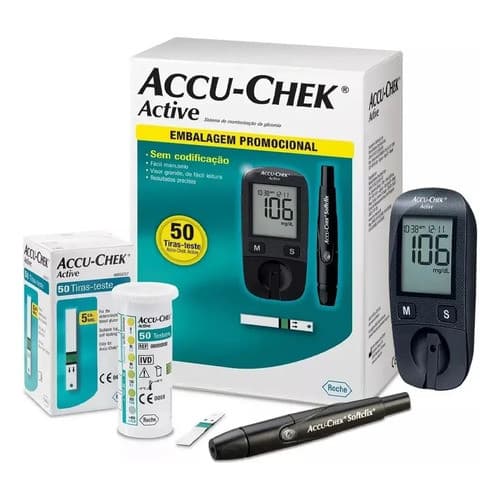 Aparelho Medir Glicose Diabetes Accu-chek Active C/ 50 Tiras