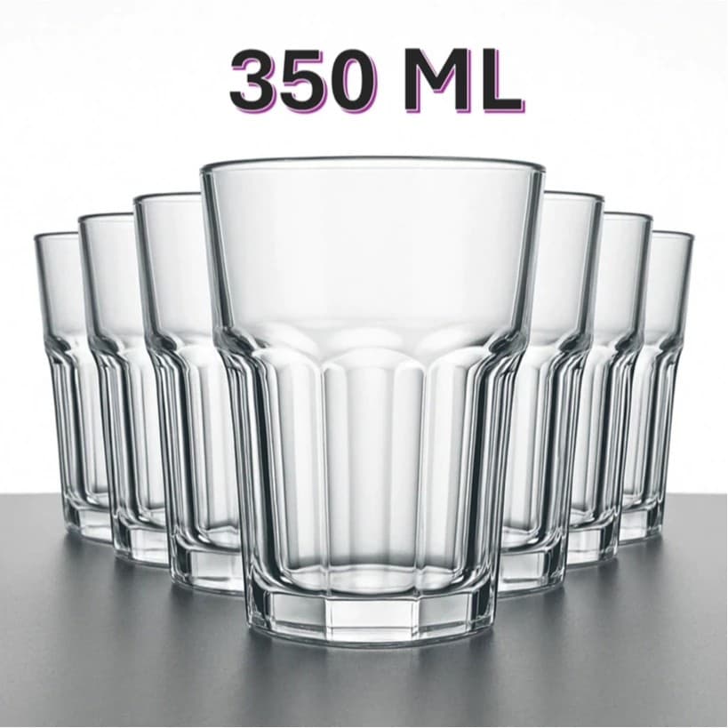 Kit 3 Copos Vidro 350ml Resistentes Design Elegante Mesa Bebidas Uso Diário